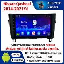 SBAID Nissan Qashqai 2014-2021 Yıl Uyumlu 1GB Ram 16GB Rom Hafıza Android Kablosuz Carplay Navigasyon Multimedya 10 Inç Ekran Hediye Görüş Kamerası Hediye Çerçevesi