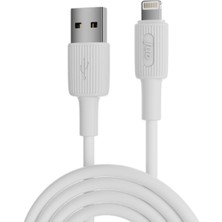 Juo 12W 2.4A Usb-A To Lightning iPhone iPad ile Uyumlu Silikon Hızlı Şarj ve Data Kablosu Beyaz 1 Me