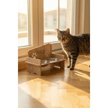 Ahşap Özel İsim Baskılı, Kare Kedi Köpek Mama Su Kabı Standı, Metal Suluk, Kedi Köpek Halısı