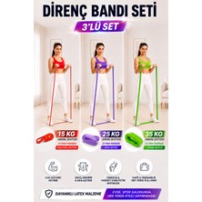Spor Byfit 15 kg Hafif, 25 kg Orta ve 35 kg Yüksek Dirençli Power Güç Bandı Lastiği Seti