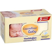 CarrefourSA Carrefour Baby Yenidoğan Pamuklu Islak Havlu 3 x 40 Adet (7'li Paket)
