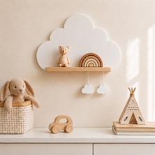Maks Home Ahşap Çocuk Odası Duvar Rafı ☁️ Bulut  | Doğal Ihlamur Ahşap & Mdf | Dekoratif Oyuncak & Aksesuar Rafı