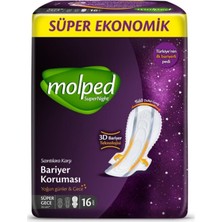 Molped Super Night Süper Gece Hijyenik Ped 16'lı (8'li Paket)