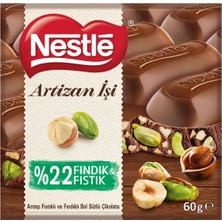Nestle Artizan Işi Antep Fıstıklı ve Fındıklı Bol Sütlü Çikolata 60 G (7'li Paket)
