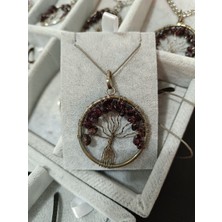 Liva Atelier Doğal Lal Taşı Tel Sarma Hayat Ağacı Kolye