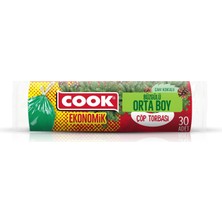 Cook Büzgülü Çöp Torbası Çam Kokulu 55 x 60 cm Jelatinli 30 Adet (8'li Paket)