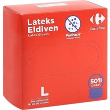 CarrefourSA Carrefour Lateks Pudrasız Eldiven Large 50'li (8'li Paket)