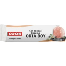 Cook Vanilya Kokulu Çöp Torbası Büzgülü Orta Boy 15'li (7'li Paket)
