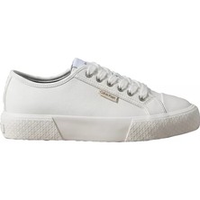 Calvin Klein Kadın Düşük Bilekli Ck Logo Detaylı Hakiki Deri Beyaz Sneaker HW0HW03077-0K4