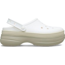 Crocs Unısex Platform Tabanlı Logo Imzalı Beyaz-Bej Terlik 211355-0WV