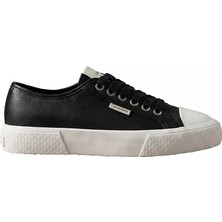 Calvin Klein Kadın Düşük Bilekli Ck Logo Detaylı Hakiki Deri Siyah Sneaker HW0HW03077-BEH