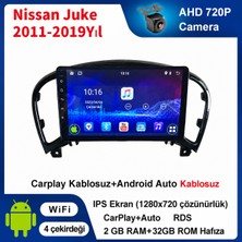 SBAID Nissan Juke 2011-2019 Yıl Uyumlu 2GB Ram 32GB Rom Hafıza Android Kablosuz Carplay Navigasyon Multimedya 9 Inç Ekran Hediye Görüş Kamerası Hediye Çerçevesi 2+32