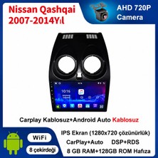 SBAID Nissan Qashqai 2007-2014 Yıl Uyumlu 8GB Ram 128GB Rom Hafıza Android Kablosuz Carplay Navigasyon Multimedya 9 Inç Ekran Hediye Görüş Kamerası Hediye Çerçevesi 8+128