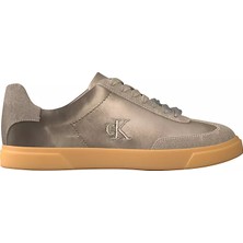 Calvin Klein Kadın Yumuşak Süet Deri Rahat Taban Bağcıklı Yuvarlak Burun Kahverengi Sneaker HW0HW03288-0H0