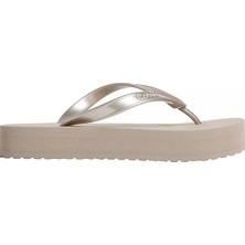 Calvin Klein Kadın Rahat Taban Deri Ck Desen Günlük Kullanım Kahverengi Terlik HW0HW03120-PBO