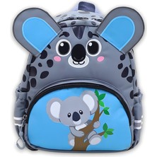 Woomino Kız/erkek Çocuk Anaokulu Sırt Çantası Sevimli Koala Figürlü Gri Mavi Desenli