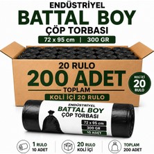 Liva Ambalaj Endüstriyel Battal Boy Çöp Torbası 72X95 cm 300 gr - 20 Rulo x 10 Adet (Toplam 200 Adet) Kalın ve Dayanıklı Siyah Çöp Poşeti