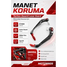 Motobros Kırmızı Motosiklet Manet Koruma Karbon Desen Universal Model