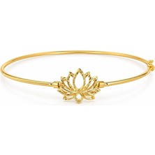 Sembol Gold 14 Ayar Lotus Çiçeği Oluklu Ajda Altın Kelepçe