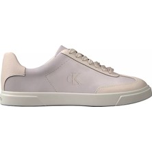 Calvin Klein Kadın Yumuşak Süet Deri Rahat Taban Bağcıklı Yuvarlak Burun Lila Sneaker HW0HW03288-0H2