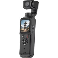 Qstar 4K Aksiyon Camera Profesyonel Vlog Kamerası | Gimbal Özellikli Titreşim Önleyici | Otomatik Dönüş ve Yüz Takibi