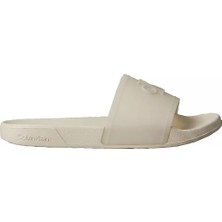 Calvin Klein Kadın Rahat Taban Logo Dokulu Ekru Terlik HW0HW02959-PDV