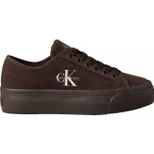 Calvin Klein Kadın Logo Detaylı Rahat ve Yüksek Tabanlı Kahverengi Sneaker HW0HW03088-VH2