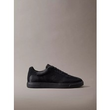 Calvin Klein Kadın Yumuşak Süet Deri Rahat Taban Bağcıklı Yuvarlak Burun Siyah Sneaker HW0HW03288-0GJ