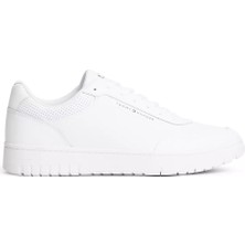 Tommy Hilfiger Erkek Deri Bağlamalı Rahat Taban Düz Model Beyaz Sneaker FM0FM05927-YBS