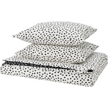 IKEA Björkgramal Siyah-Beyaz 240X220/50X60 cm Çift Kişilik Nevresim Seti