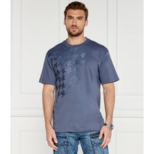 Boss Erkek Pamuklu Desenli Yuvarlak Yaka Günlük Kullanım Gri T-Shirt 50518772-412