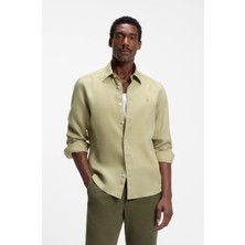 Boss Erkek Gömlek Yaka Düğme Kapama Uzun Kol Slim Fit Açık Yeşil Gömlek 50567009-254