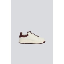 Emporio Armani Erkek Bağlamalı Orta Kalın Taban Deri Beyaz-Kırmızı Sneaker EM003663 AF18212-M0363