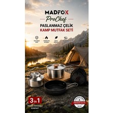 Madfox Prochef 3ın1 Paslanmaz Çelik Kamp Mutfak Seti