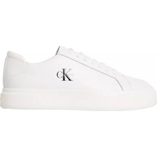 Calvin Klein Erkek Deri Bağlamalı Rahat Taban Ck Yazı Detay Beyaz Sneaker YM0YM01460-0K4