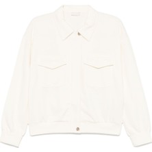 Liu Jo Kadın Çentik Yaka Cep Detaylı Düğme Kapamalı Regular Fit Beyaz Sweatshirt TA5012FS002-10105