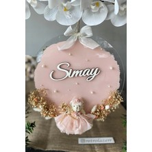 Şeffaf Boyalı Pleksi Peri Ayıcıklı Bebek Kapı Süsü Isimlik Makrome 30X30 cm