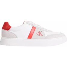 Calvin Klein Erkek Orta Kalınlıkta Rahat Taban Bağcıklı Düz Beyaz Sneaker YM0YM01395-0K6