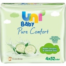 Uni Baby Pure Comfort Bebek Losyonlu & Salatalık Özlü Islak Mendil 4 x 52'li (7'li Paket)