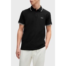 Boss Erkek Pamuklu Polo Yakalı Düğme Kapamalı Kısa Kollu Siyah Polo Yaka T-Shirt 50506193-001