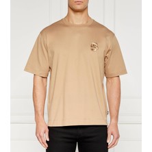 Boss Erkek Marka Logo Detaylı Bisiklet Yaka Regular Fit Bej T-Shirt 50518743-282