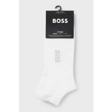 Boss Erkek 2'li Paket Düşük Bilekli Bambu Karışımlı Beyaz Çorap 50538188-100