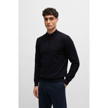 Boss Erkek Fermuar Kapamalı Minimal Marka Logolu Lacivert Kazak 50516914-404