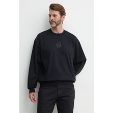 Boss Erkek %100 Pamuk Oversize Siyah Sweatshirt 50527667-001