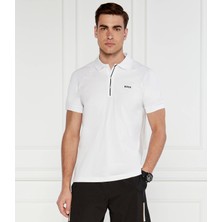 Boss Erkek Polo Yaka Düğme Kapamalı Kısa Kol Beyaz Polo Yaka T-Shirt 50519856-100