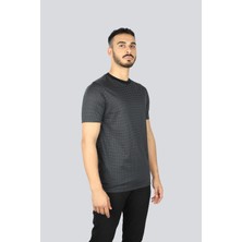Boss Erkek Desenli Bisiklet Yaka Kısa Kol Antrasit T-Shirt 50518883-002