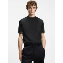Boss Erkek %100 Pamuklu Normal Kalıp Kısa Kollu Siyah T-Shirt 50554536-001
