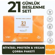 RENOVAFOOD 21 Gün Hazır Vegan Glutensiz Bitkisel Proteinli Çorba Paketi 40g x 21