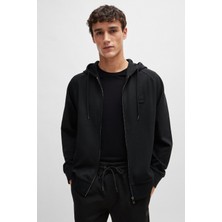 Boss Erkek Marka Logolu Uzun Kollu Cepli Fermuar Kapamalı Siyah Sweatshirt 50495272-002