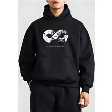 Tarz Yeri 10 Kasıma Özel Üç Iplik Kapşonlu Baskılı Sweatshirt - Siyah